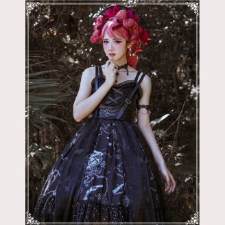 The Vampire Diaries Gothic Style Lolita Dress JSK Full Set (6 items) by YingLuoFu (SF29)